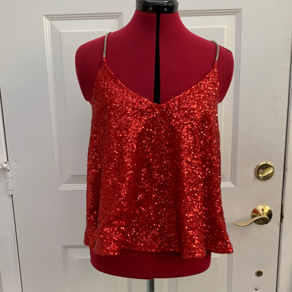 Casting LA Sparkling Red Sequin Camisole